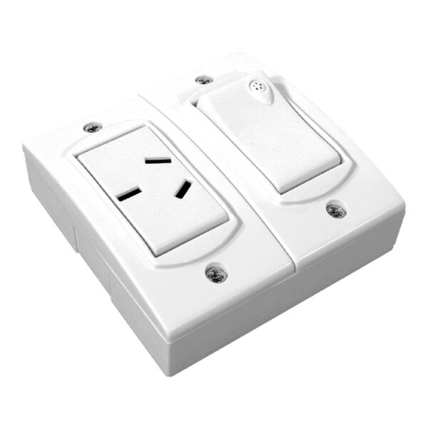 1 Interruptor Unipolar 220Vca - 10A y 1 Tomacorriente Bipolar + Tierra 250Vca - 10A