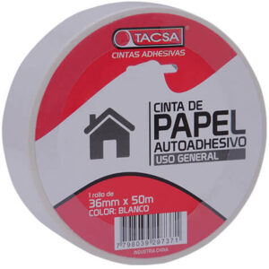 Cinta De Papel Blanco 36mm X 50m