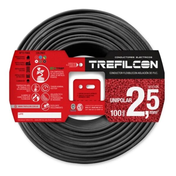 Cable 1x2,5 MM Trefilcon X 100mts Negro