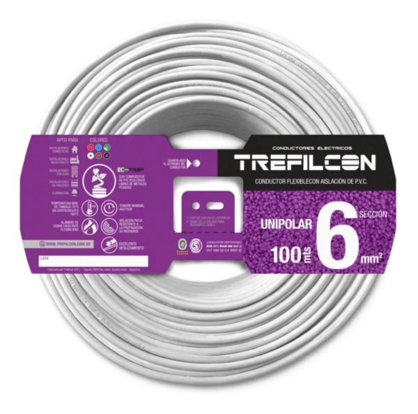Cable 1x6 MM Trefilcon X 100mts Blanco